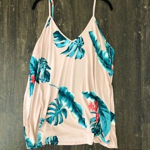 Light pink summer floral tank top